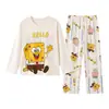 Pijama para niño para primavera y otoño, hecho de algodón puro, de manga larga, corte holgado, adecuado para usar afuera, ropa de casa para niños, disponible para comprar en tiendas físicas