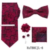Conjunto de Gravata Masculina, Acessórios para Terno de Negócios, Gravata Vinho de Alta Qualidade com Padrão Paisley, Mais Vendido Transfronteiriço