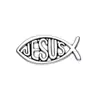 Insignia de metal con diseño de pez hueco retro de moda, pin decorativo de personalidad con letras en inglés, moderno y genial