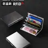 Elegante Tarjetero Metálico de Acero Inoxidable, Compacto para Hombre Antirrobo, Estuche para Tarjetas Antidesmagnetización, Cubierta para Tarjetas de Crédito