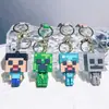 Pingente de chaveiro de borracha macia estilo Minecraft, chaveiro, decoração de carro, figura de jogo de desenho animado, boneco de PVC
