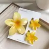 Conjunto de Presilhas de Cabelo Doces de Frangipani Estilo Verão Transfronteiriço, Grampo para a Parte de Trás da Cabeça, Presilha Tubarão, Acessório de Cabelo de Flor de Acrílico