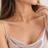 Europeu e americano novo personalizado simples moda feminina dupla camada contas zircão pingente colar colar