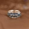 Anillo de Plata S925 Rey Ciervo Dorado Vintage Texto Sánscrito Antiguo Diseño Vajra Mazo Nuevo Anillo de Plata Tailandesa para Hombre Anillo
