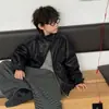 Tienda de Algodón Chaqueta de Cuero con Forro Polar para Niños Transfronteriza Ropa de Otoño para Niños Estilo Coreano 2026 Nuevo Conjunto de Ropa Exterior para Niños