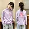 Nueva Capa Interior Otoño/Invierno para Niños Medianos y Grandes, Felpa Térmica, Estilo Coreano, Moderno, Dibujos Animados, Elegante, Manga Larga, Camiseta Base Casual para Niñas