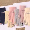 Nuevos guantes de invierno más terciopelo acolchado pantalla táctil guantes cálidos al por mayor guantes de peluche de panda tejidos para mujer lindos
