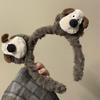 Faixa de Cabelo de Pelúcia para Lavar o Rosto e Maquiagem, Orelhas de Gato e Urso Fofas de Desenho Animado, Acessórios de Cabelo Femininos de Desenho Animado com Estampa de Leopardo, Novos Acessórios de Cabeça