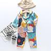 Conjunto de Dos Piezas de Pijama de Primavera y Otoño, Mufu Rui Una Pieza Dropshipping Estilo Coreano de Botones Solos Ropa de Casa Conjunto de Dibujos Animados con Dibujos Animados