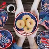 Mm360 American 250Th Anniversary Vajilla Set de Fiesta para 8 Personas, Set de Cuatro Piezas, Platos de Papel Decorativos Festivos y Servilletas