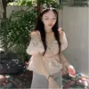 Camisa de Gasa Floral de Un Hombro Precio Real para Mujer Verano Diseño Francés de Nicho Chic Súper de Hada Dulce Top Corto