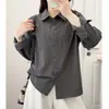 Camisa de Manga Larga Estilo Universitario para Mujer, Camisa Casual de Algodón Puro, Top Multicolor Amigable con la Piel, Rejuvenecedor, Estilo Relajado, Chaqueta Fina con Protección Solar