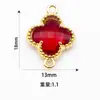 Colgante de Joyería de Aleación Estilo Coreano Accesorios DIY Colgante de Trébol de Cuatro Hojas con Incrustaciones de Cristal de Vidrio Pendientes Collar Venta al por Mayor