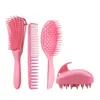 Peine de Pulpo de Celebridad de Internet Set de Plástico Peine de Alisado de Cabello Calado Peine de Dientes Anchos Cepillo de Champú de Silicona Peinado del Cabello