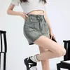 Saia Jeans Retrô Estilo Americano Feminina 2024 Nova Chegada Verão Cintura Alta Hot Girl Saia Evasê no Quadril