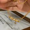 Collar de Bambú Estilo Planta Guofeng Chapado en Oro para Mujer Lujo Ligero Versátil Diseño de Artesanía de Trefilado Cadena para Clavícula Estilo Chino Nuevo Simple