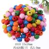 Accesorios de joyería para niños, cuentas de madera de colores hechas a mano, cuentas redondas, cuentas de madera teñidas, cuentas sueltas, venta al por mayor