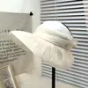 2025 Elegante Nuevo Sombrero de Malla Plisada Hueco con Protección Solar para Mujer Verano Ligero Transpirable Sombrero de Sombrilla para Viajes y Toma de Fotos Tendencia