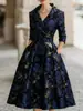 Vestido de Gola V Novo Estilo para Comércio Exterior Transfronteiriço com Elementos de Estampa Digital 3D, Vestido da Moda e Único com Ajuste na Cintura para Mulheres, Estilo Primavera e Outono