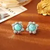 Brincos de Tarraxa de Textura Geométrica Turquesa Azul de Alta Qualidade Design Simples de Moda Personalidade de Nicho Brincos Ornamentos Artísticos Retrô