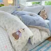 Xiang Ling Premium Fresco y de Estilo Sencillo Todo Algodón Estampado de Dibujos Animados Juego de Cuatro Piezas Funda Nórdica Individual Serie de Ropa de Cama