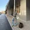Jaqueta corta-vento com gola alta, zíper, estampa de leopardo, estilo de rua americano, masculina, leve, modelagem solta, casual, curta, jaqueta retrô, moletom