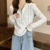 Camiseta de Manga Larga con Capucha y Media Cremallera para Mujer 2026 Nueva Colección Primavera y Otoño Camisa Base Blanca con Top Corto de Talla Grande Debajo