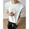 Camiseta masculina de manga longa desconstruída com rebites estilo americano, nova coleção de outono, marca moderna de peso pesado, moletom base masculino de caimento solto