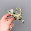 Grampo de Cabelo de Trigo Strass Pérola Elegante Presilha Tubarão Flor de Lírio Franja de Pérola Metal Grande Presilha de Agarre
