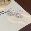 Brincos de Zircônia Zircônia Agulha de Prata Indústria Pesada Atmosféricos Zircônia Incrustada Romântico Francês Flor Tridimensional