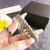 Reloj de Pulsera de Acero con Cinco Eslabones Dorados y Tachonado de Diamantes con Calendario, Reloj de Cuarzo para Mujer, Al Por Mayor, Movimiento Japonés Miyota
