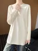 Suéter de Punto de Algodón Puro con Cuello Redondo de Manga Larga para Mujer, Color Sólido, de Longitud Media, Prenda Básica, Otoño/Invierno 2026