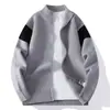 428 Plano de Moda Tendencia Color Block Clásico Cuello Alto Cárdigan Tejido Gris Oscuro Gris Claro Negro En Stock Pedido Completo