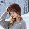 Gorro de Punto de Felpa para Otoño e Invierno Protección contra el Frío Calidez Gorro Tejido a Mano para Mujer Hace que la Cara Parezca Más Pequeña de Moda Atmosférica Gorro de Lana
