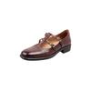 Academia Literária Estilo Texturizado Couro de Vaca Mary Jane 2025 Primavera Grosso Salto Baixo Fivela de Cabeça Redonda Sapatos Únicos de Couro Genuíno para Mulheres
