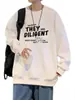 Sudadera de Peso Pesado con Cuello Redondo Estampada de Manga Larga para Hombre para Primavera y Otoño, Chaqueta Estudiante con Capucha Holgada Estilo Americano de Moda con Forro Polar para Otoño e Invierno