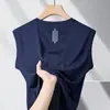 Colete Casual Fino de Verão Roupas de Secagem Rápida Roupa para Corrida Fitness Top Colete Esportivo de Seda Gelada Camiseta Masculina Sem Mangas