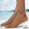 Tobillera tejida de aleación con colgante de estrella estilo bohemio vacacional, con turquesa, concha de estrella de mar, juego de 2 piezas unisex