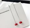 [Colección Roja] Pendientes rojos cálidos de moda estilo coreano simples versátiles pendientes largos de bola de pelo tela cristal