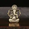 Latão Vintage Tailandês Ganesha Ornamento de Mesa Nariz de Elefante Deus da Riqueza Escultura de Cobre Artesanato Elefante Indiano Colecionável Decoração de Casa