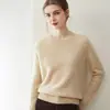 Suéter 100% caxemira pura para mulheres, gola redonda mais grossa, solto e macio, com design de ombro raglã, blusa de base em tricô de caxemira para outono e inverno