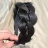 Diadema trenzada de espiga para mujer, diadema trenzada de nuevo estilo, diadema con corona alta de cabello humano realista, accesorio para el cabello