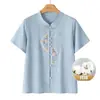 Nueva Camisa de Algodón de Primavera Estilo Chino para Mamás, Top Elegante para Mujeres de Mediana Edad y Mayores, Camiseta, Ropa de Chaqueta de Abuela