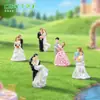 Figuritas de pareja de novios de rosa miniatura para micropaísajes, accesorios de decoración DIY para casas de muñecas, pequeños adornos de escritorio