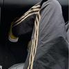 Calça Khaki com Três Listras Masculina de Verão Fina Secagem Rápida Calça Paraquedas Reta Casual Longa