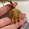Collar de Cuerda Trenzada con Candado de Fortuna y Paz de Plata de Ley S925 para Mujer, Nuevo Estilo Chino Tendencia Nacional Colgante de Perla de Paz Cadena para Clavícula Cadena de Suéter