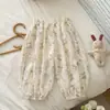 Conjunto de Niña Estilo Coreano 2026 Verano Nuevo Versátil Blusa de Manga Corta con Volantes Estampado de Cerezas y Pantalones Largos Florales para Bebés