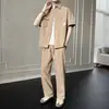 Comercio Exterior Transfronterizo Camisa Casual Traje de Hombre Verano Seda de Hielo Secado Rápido Manga Corta Pantalones Cortos Conjunto Completo para Hombre Fresco y con Estilo