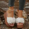 Sandalias de Plataforma con Cuña Gruesa, Impermeables, de una Sola Tira, con Diseño Floral, para Mujer, Tallas Grandes, Novedad de Verano, Comercio Exterior al por Mayor