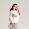 Sudadera de Terciopelo de Doble Cara para Niñas con Color en Contraste Pudín Haru Otoño Nuevo Bebé Niña Estampado de Dibujos Animados Patrón Sudadera Casual